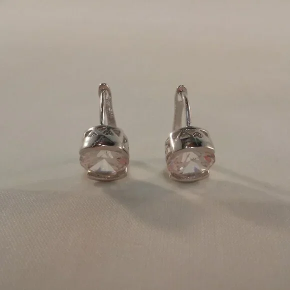 18K White Gold Filled Simple White Diamond Zircon Hoop Earrings Gorgeous Gift - Picture 3 of 8